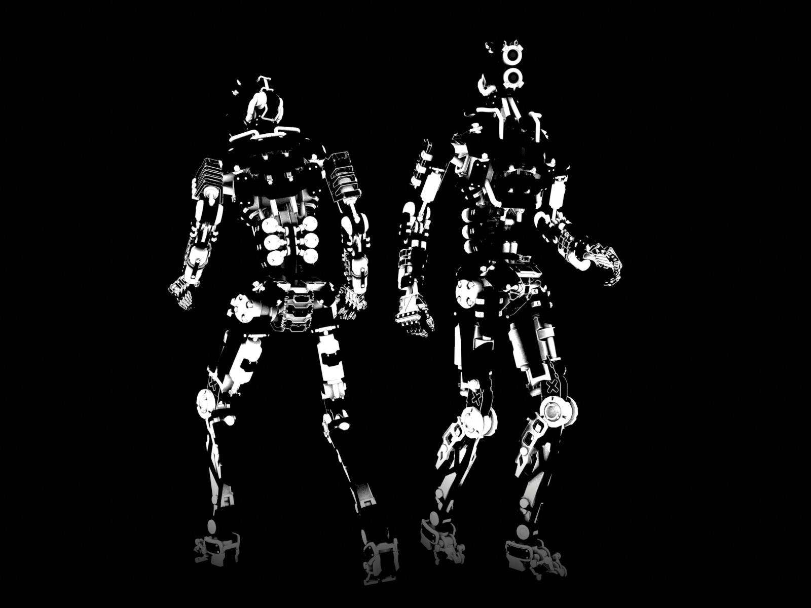 Humanoid robot with 6 color options Low-poly 3D model_28