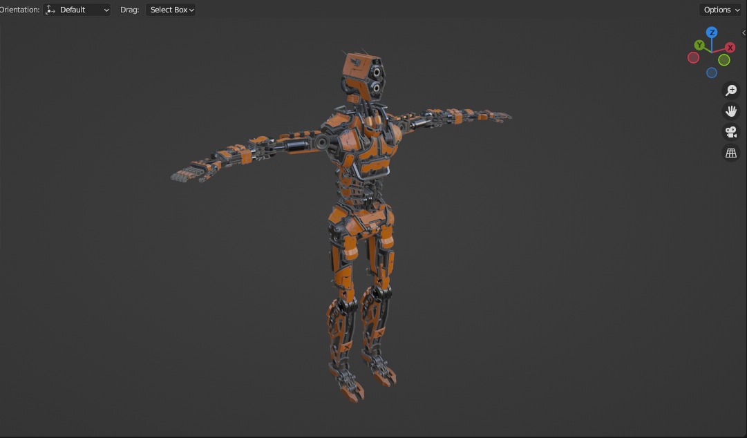 Humanoid robot with 6 color options Low-poly 3D model_35