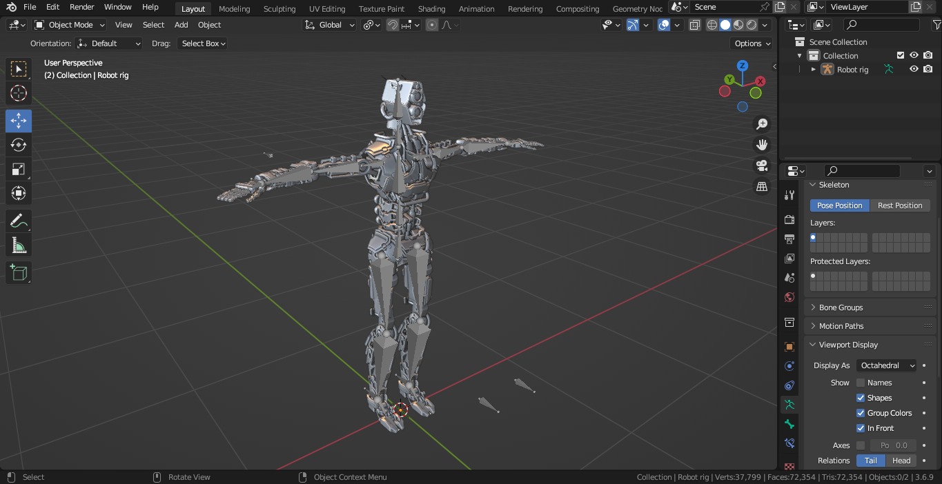 Humanoid robot with 6 color options Low-poly 3D model_34