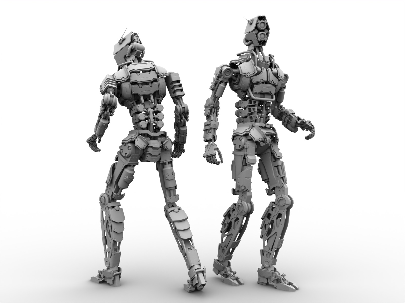 Humanoid robot with 6 color options Low-poly 3D model_18