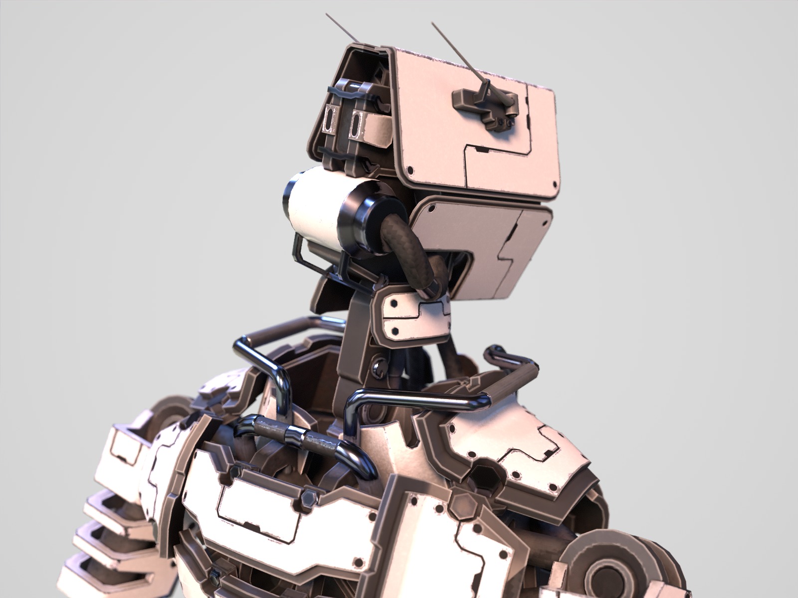 Humanoid robot with 6 color options Low-poly 3D model_9