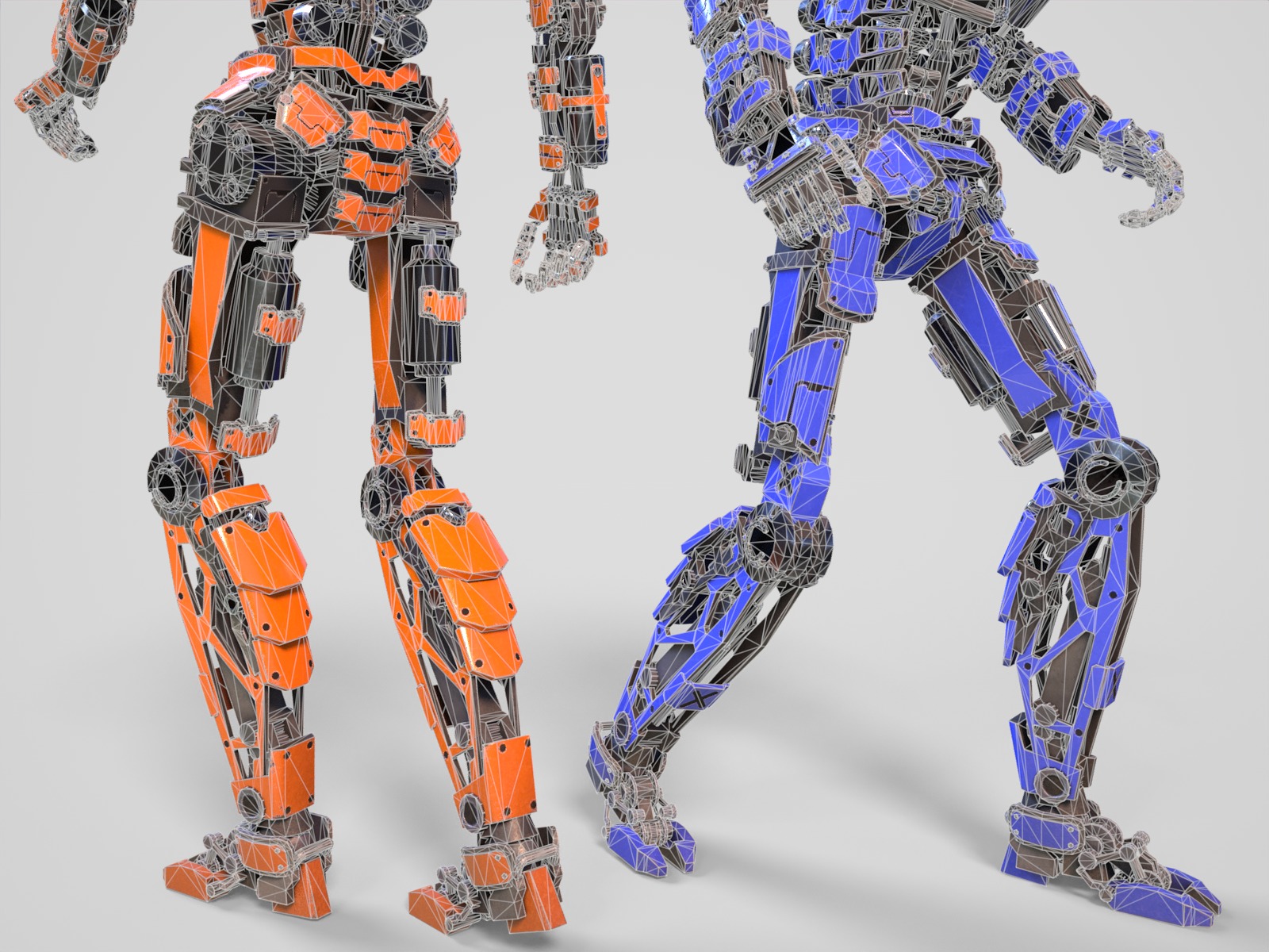 Humanoid robot with 6 color options Low-poly 3D model_26