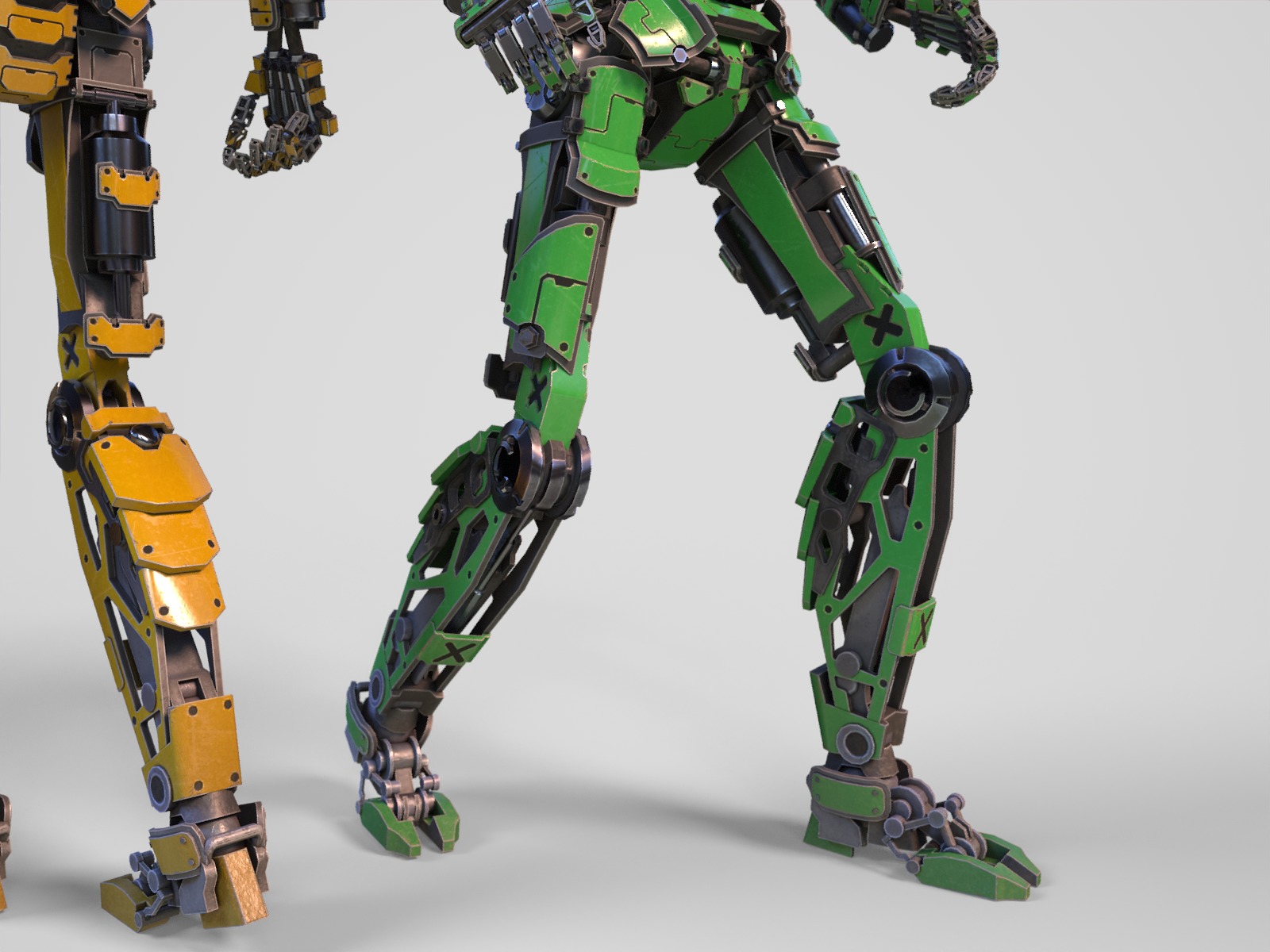 Humanoid robot with 6 color options Low-poly 3D model_10