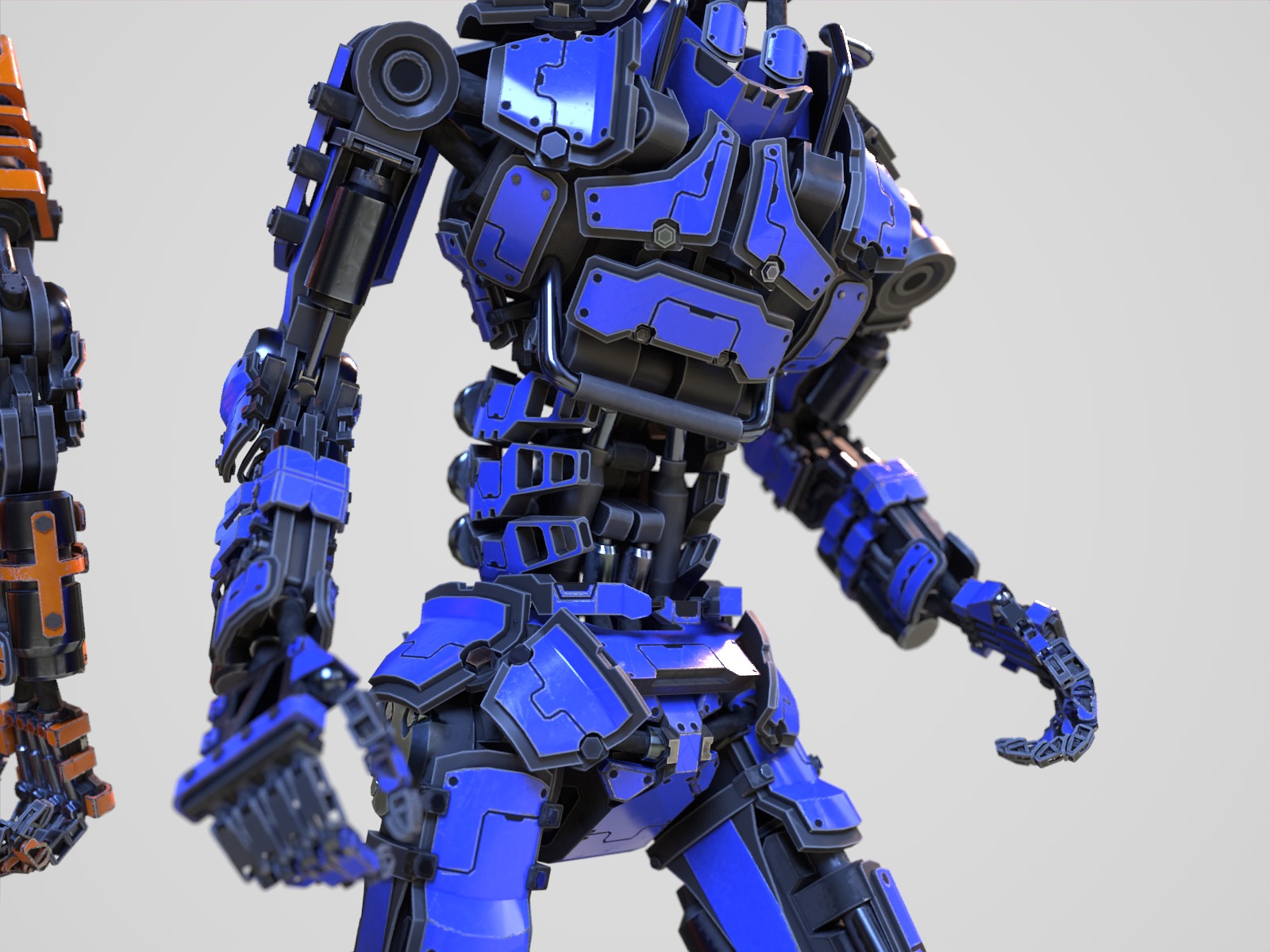 Humanoid robot with 6 color options Low-poly 3D model_4