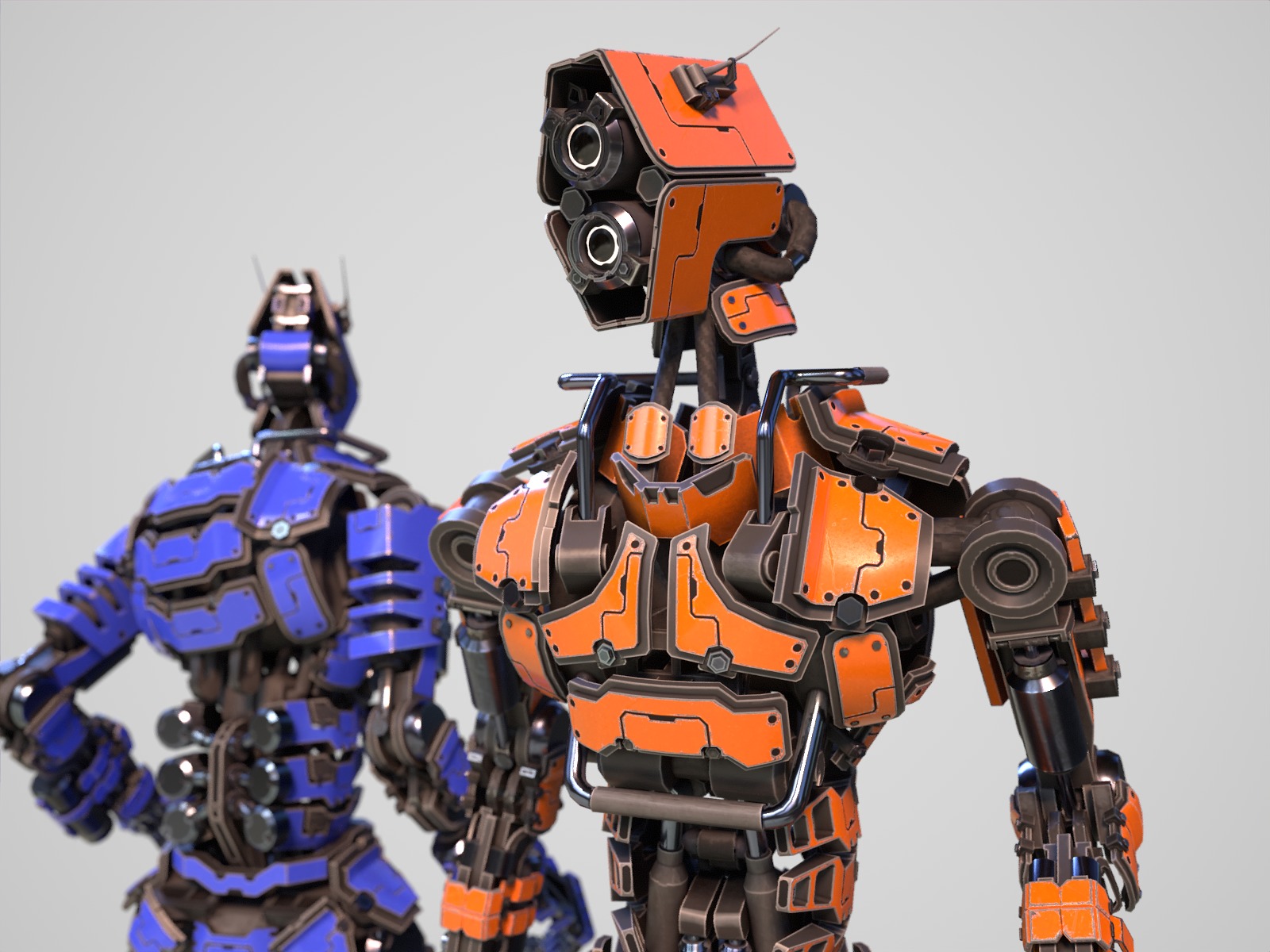 Humanoid robot with 6 color options Low-poly 3D model_3