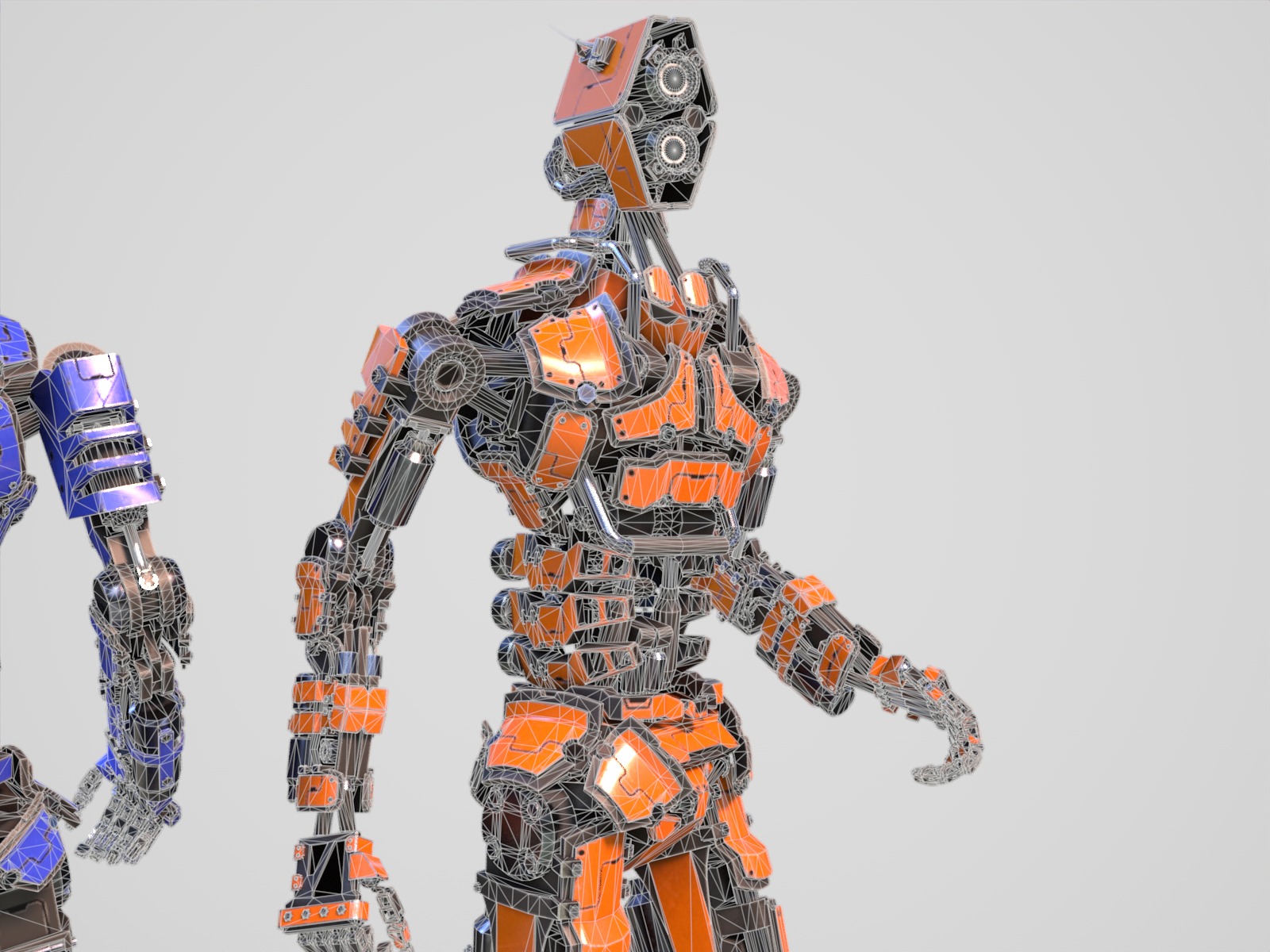 Humanoid robot with 6 color options Low-poly 3D model_23