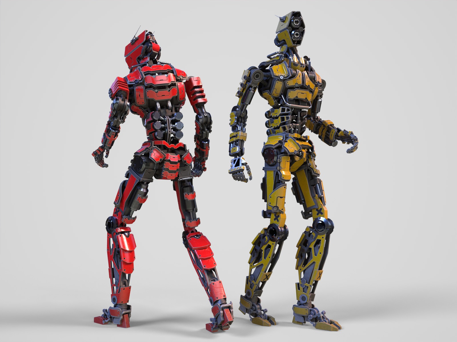 Humanoid robot with 6 color options Low-poly 3D model_15