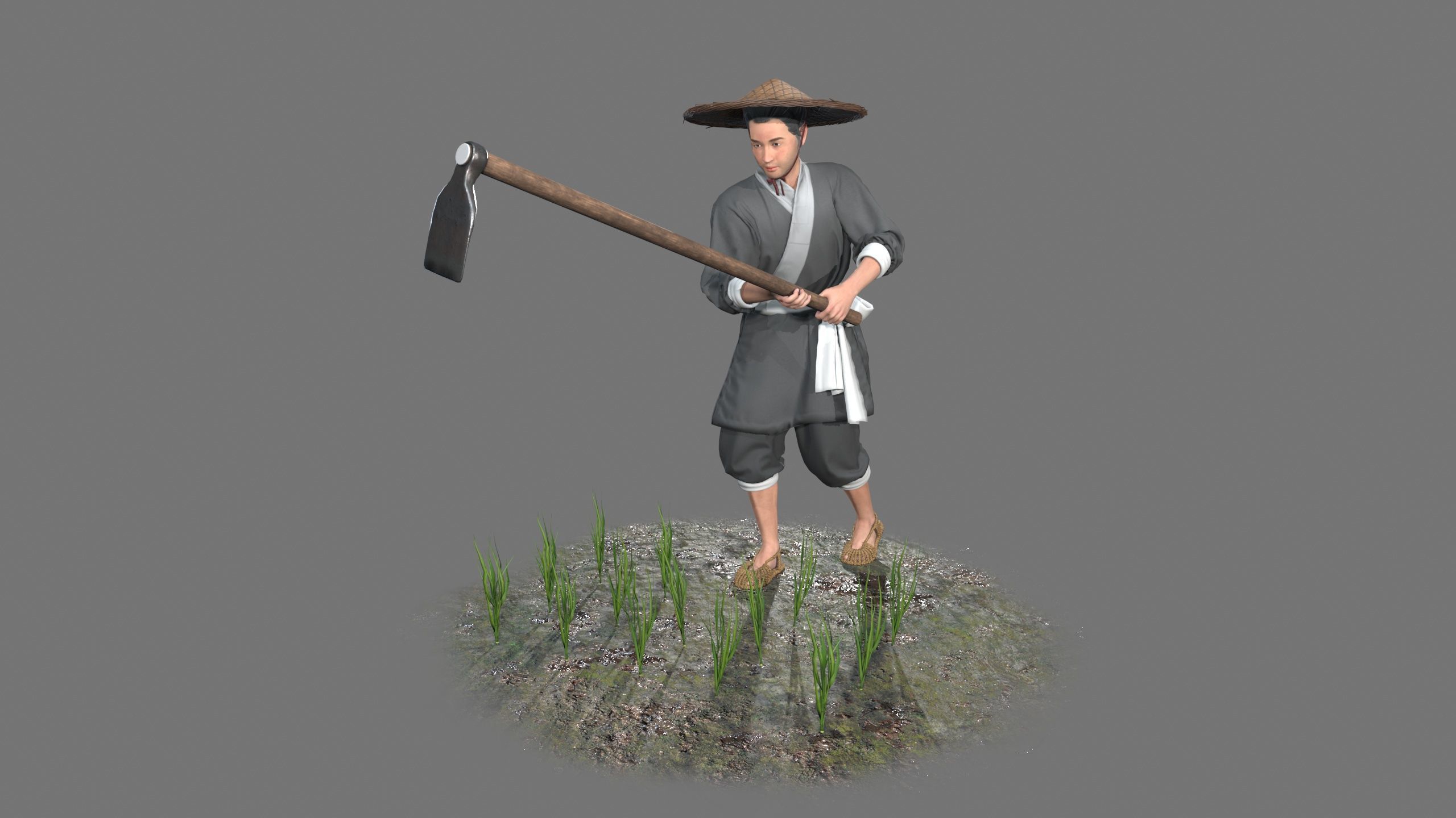 farmer avatar Low-poly 3D model_2