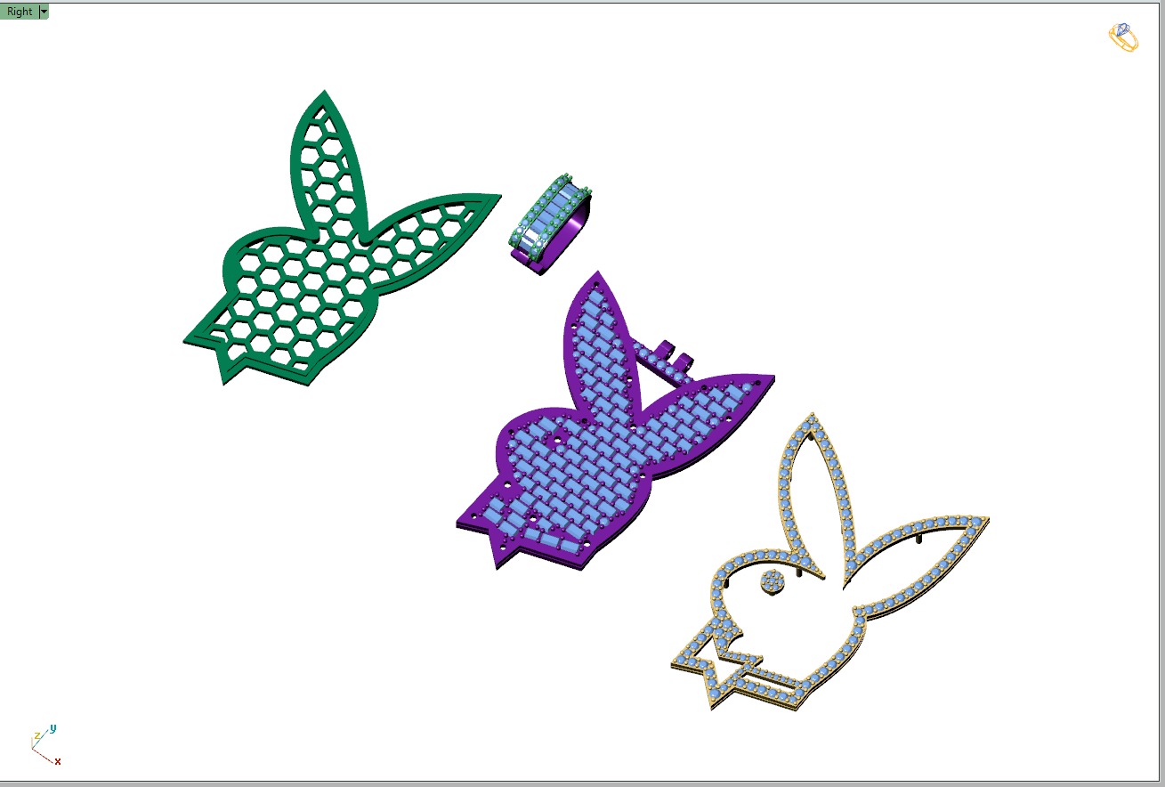 Custom Playboy Bunny Diamond Necklace - Rabbit Pendant  3D print model_23