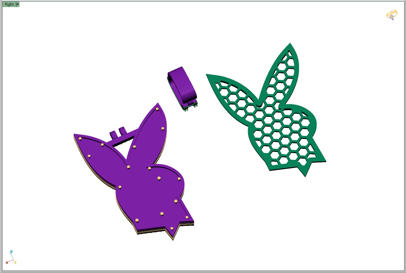 Custom Playboy Bunny Diamond Necklace - Rabbit Pendant  3D print model_18