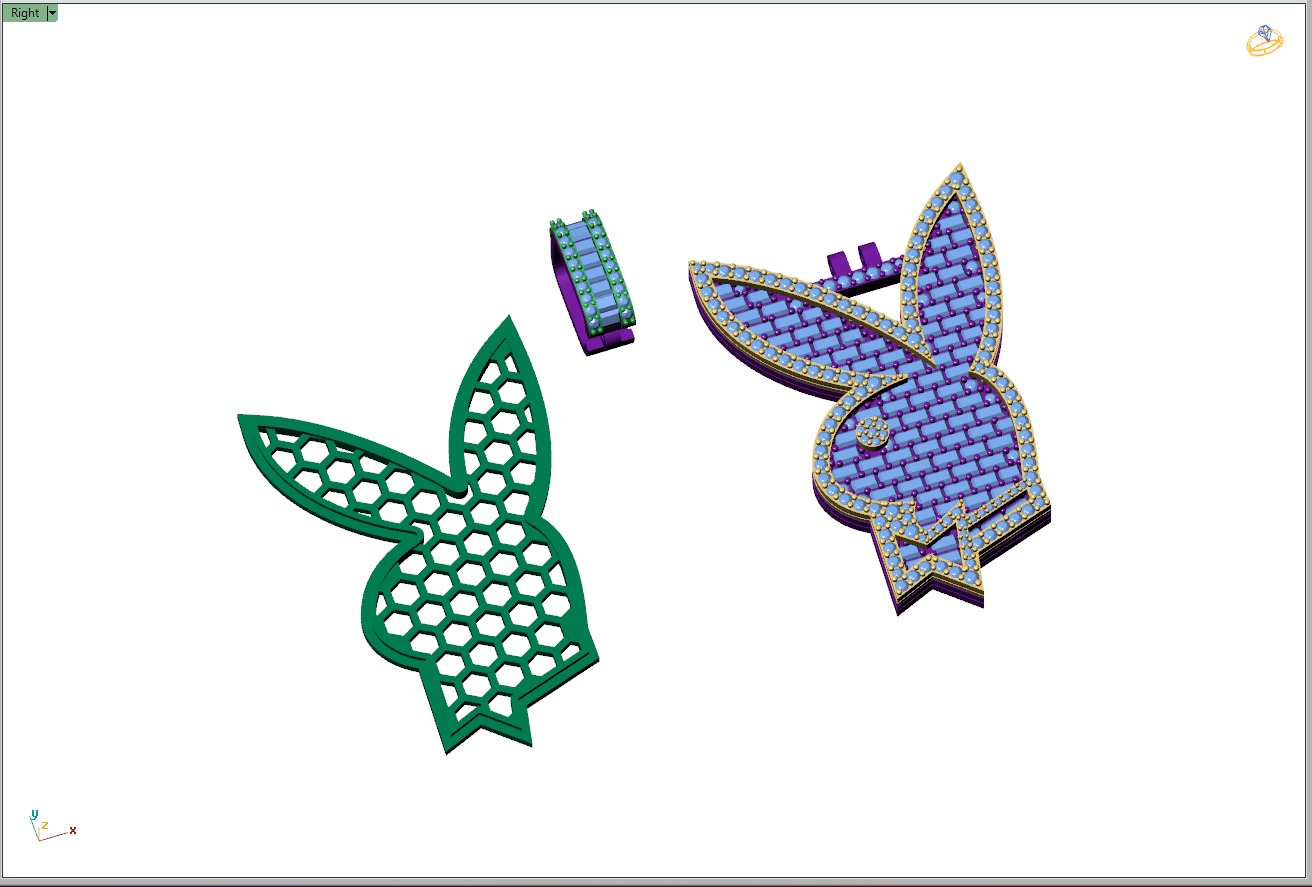 Custom Playboy Bunny Diamond Necklace - Rabbit Pendant  3D print model_20