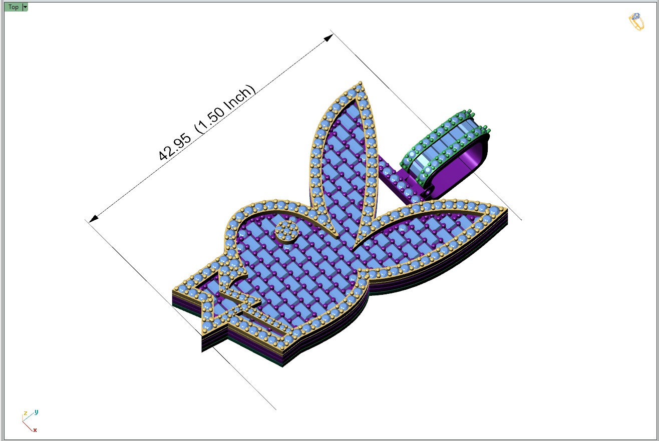 Custom Playboy Bunny Diamond Necklace - Rabbit Pendant  3D print model_10