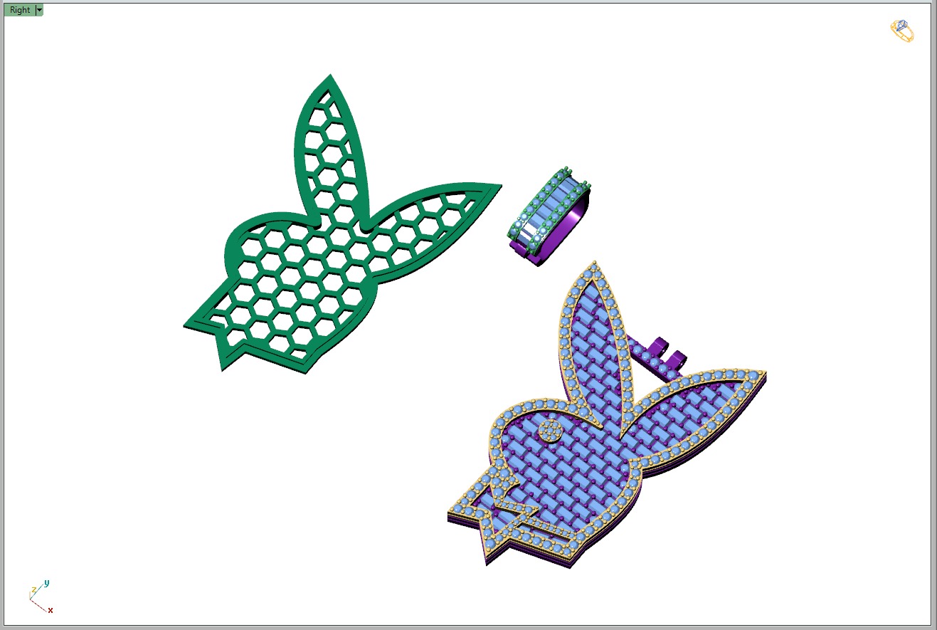 Custom Playboy Bunny Diamond Necklace - Rabbit Pendant  3D print model_19