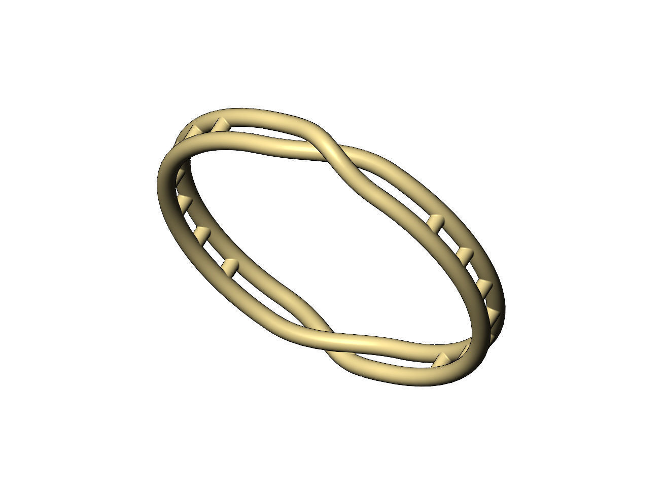 Open overlapping double twisted knot cuff bracelet bangle  3D print model_5