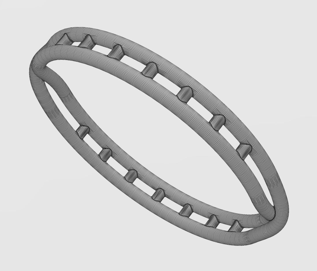 Open overlapping double twisted knot cuff bracelet bangle  3D print model_13
