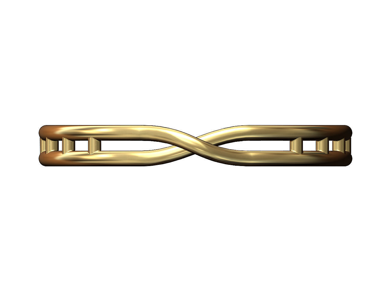 Open overlapping double twisted knot cuff bracelet bangle  3D print model_1