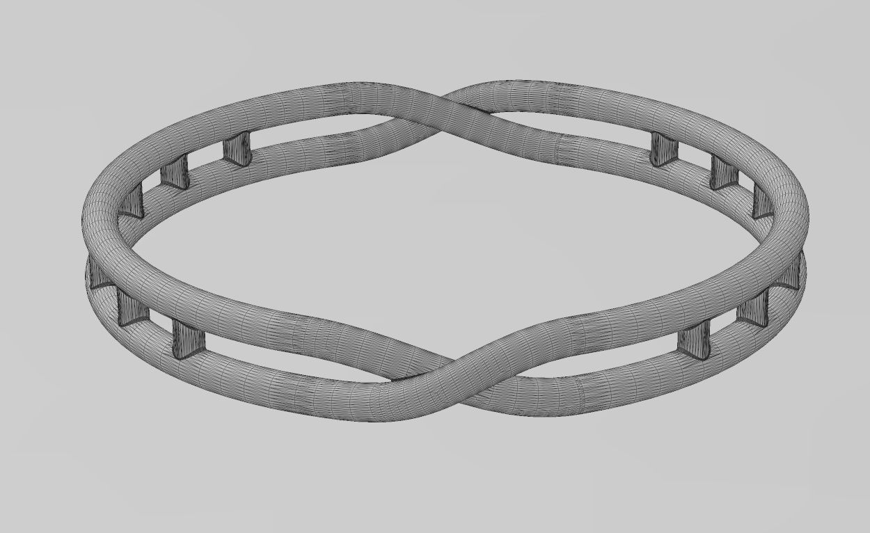 Open overlapping double twisted knot cuff bracelet bangle  3D print model_12