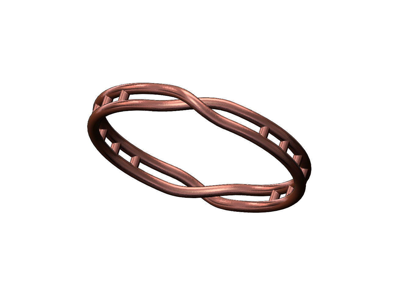 Open overlapping double twisted knot cuff bracelet bangle  3D print model_9