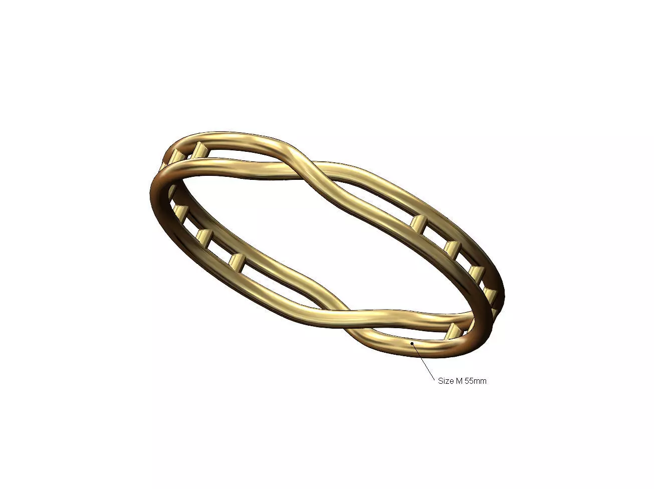 Open overlapping double twisted knot cuff bracelet bangle  3D print model_0