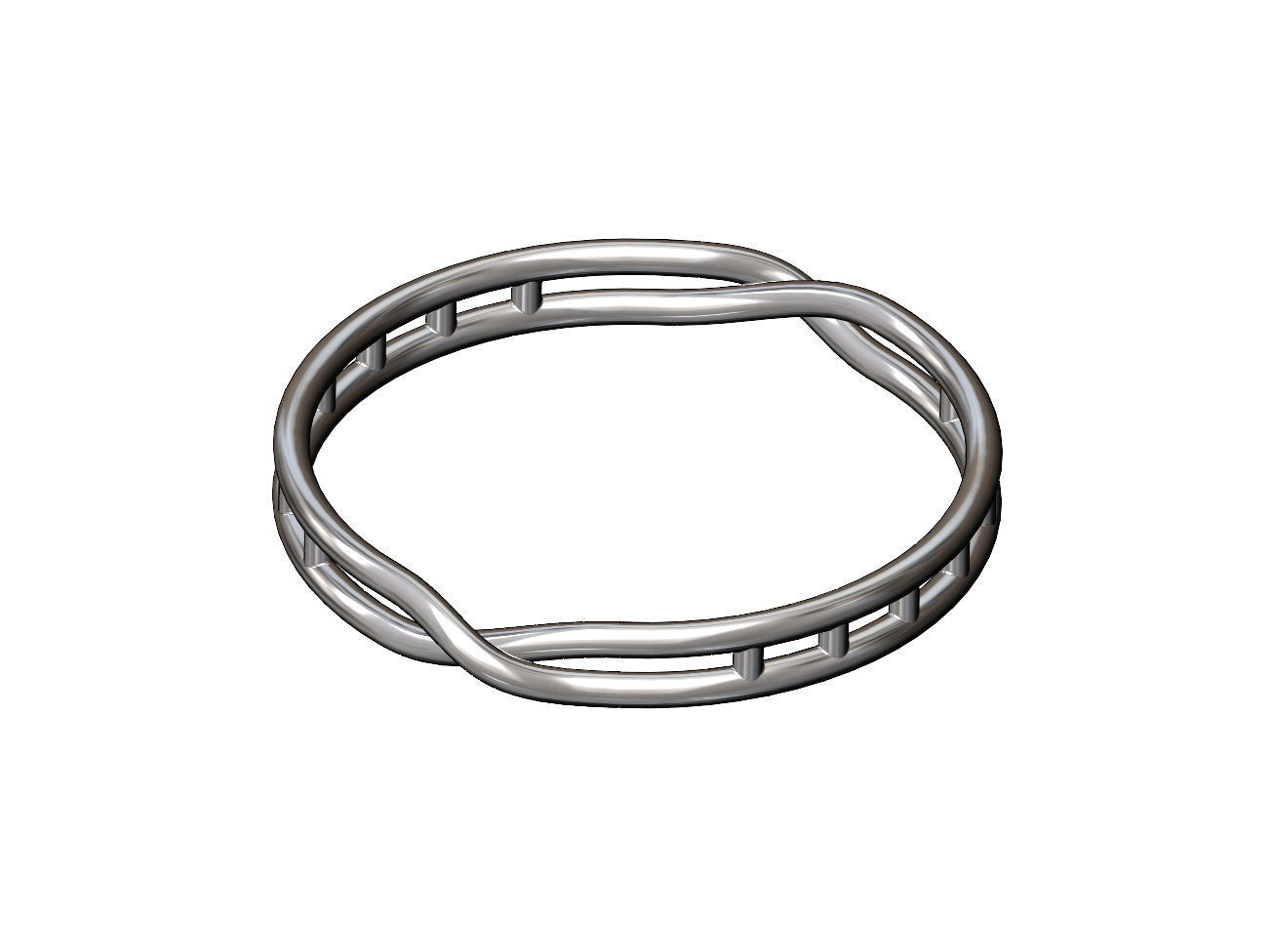 Open overlapping double twisted knot cuff bracelet bangle  3D print model_10