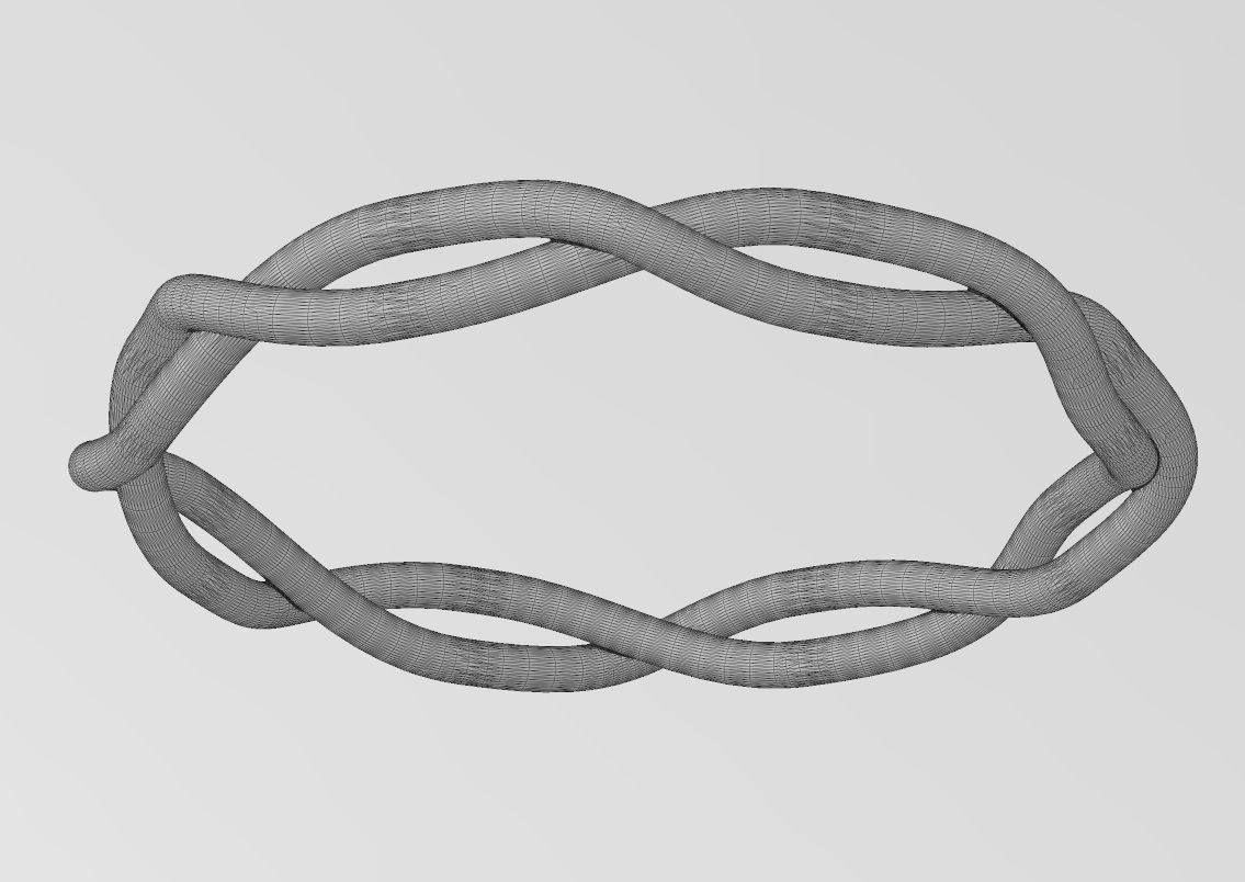 Eternity braided overlapping twisted knot cuff bracelet bangle 3D print model_14