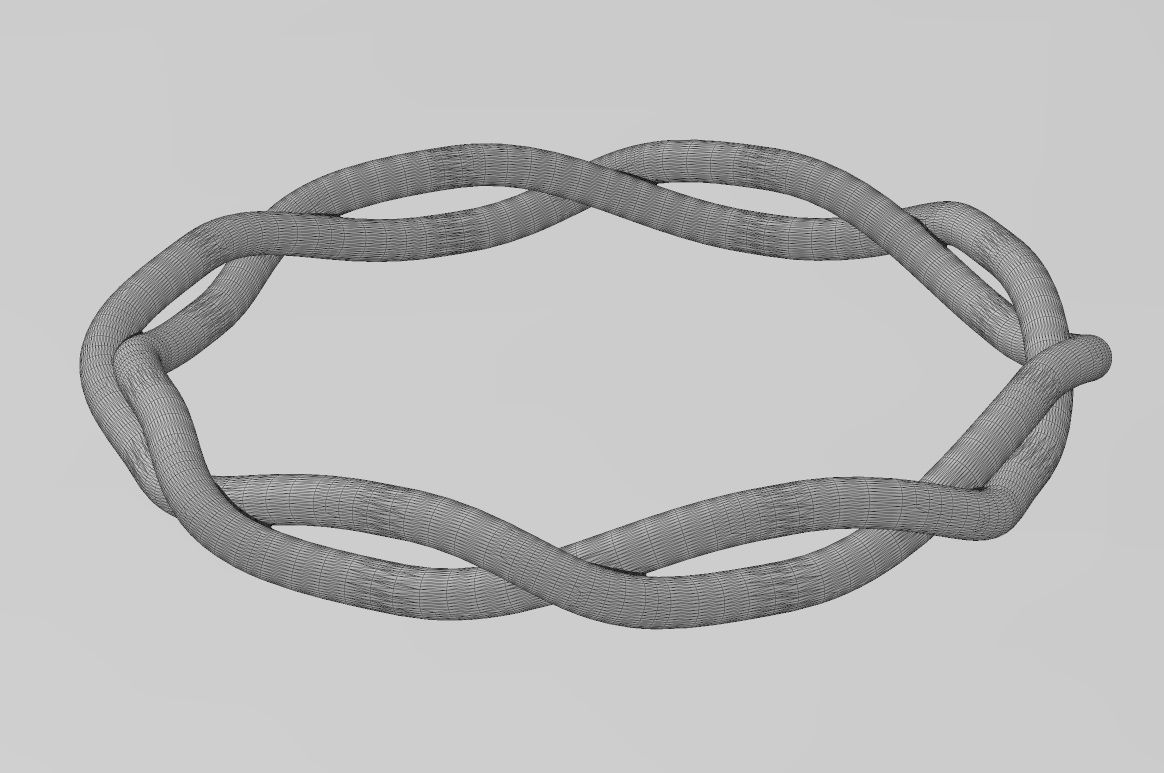 Eternity braided overlapping twisted knot cuff bracelet bangle 3D print model_13