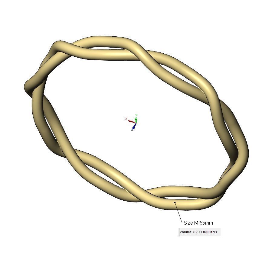 Eternity braided overlapping twisted knot cuff bracelet bangle 3D print model_15