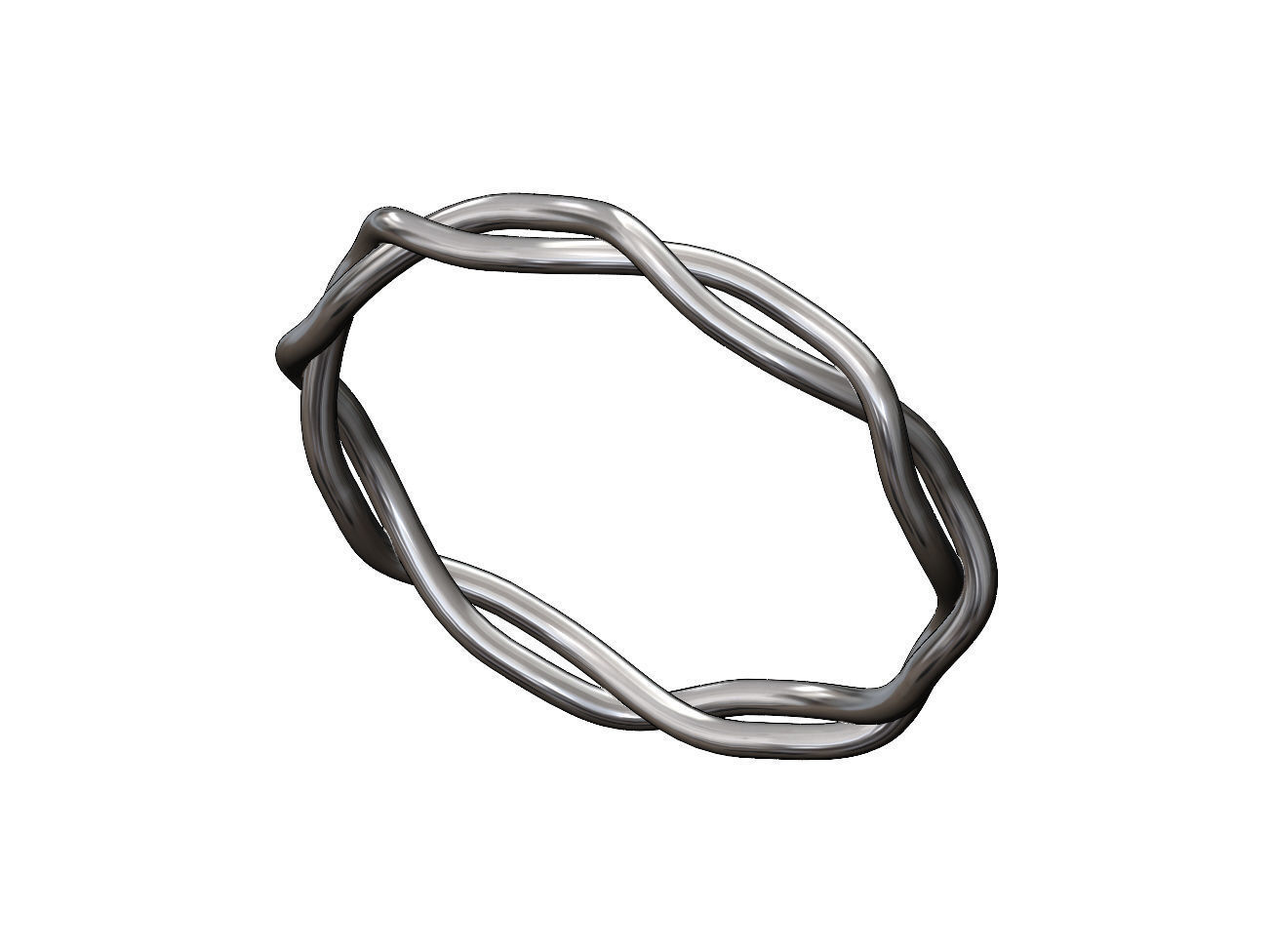 Eternity braided overlapping twisted knot cuff bracelet bangle 3D print model_8