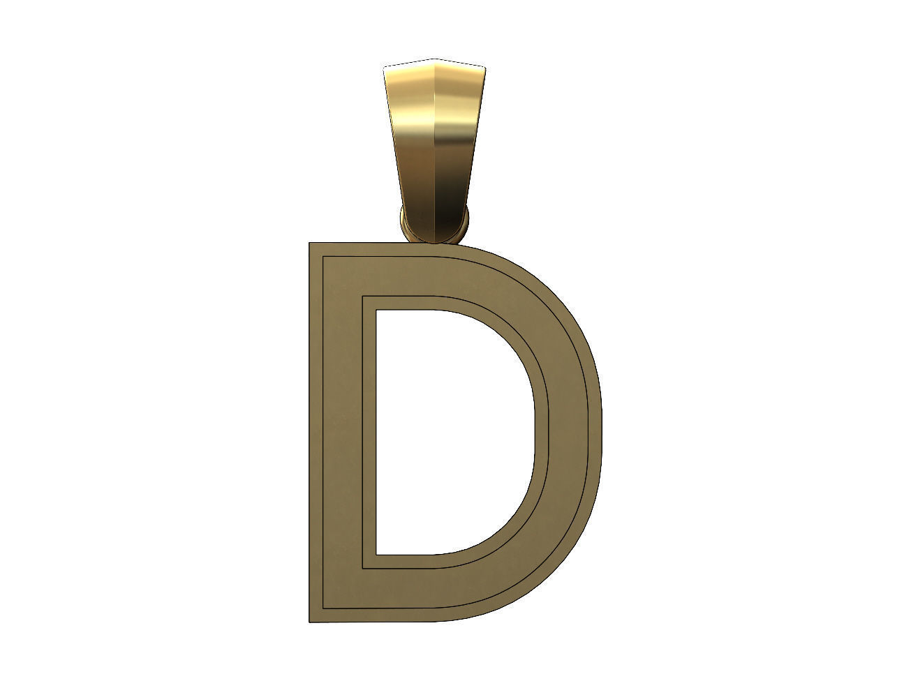 D letter initial enamel stepped pendant charm bail 3D print model_2