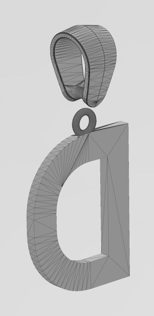 D letter initial enamel stepped pendant charm bail 3D print model_14