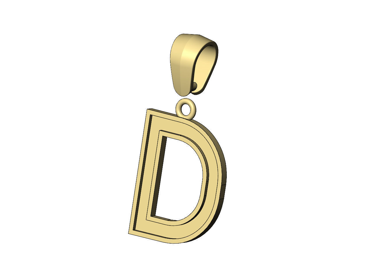 D letter initial enamel stepped pendant charm bail 3D print model_6