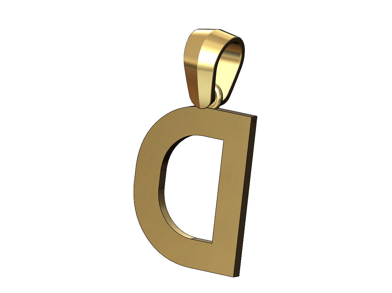 D letter initial enamel stepped pendant charm bail 3D print model_5