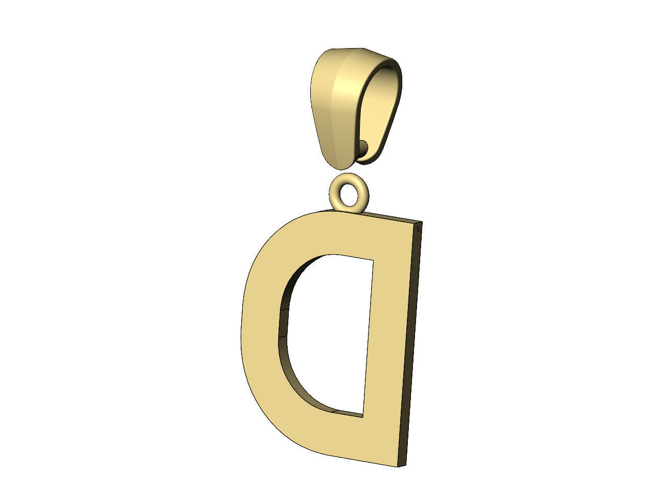 D letter initial enamel stepped pendant charm bail 3D print model_11