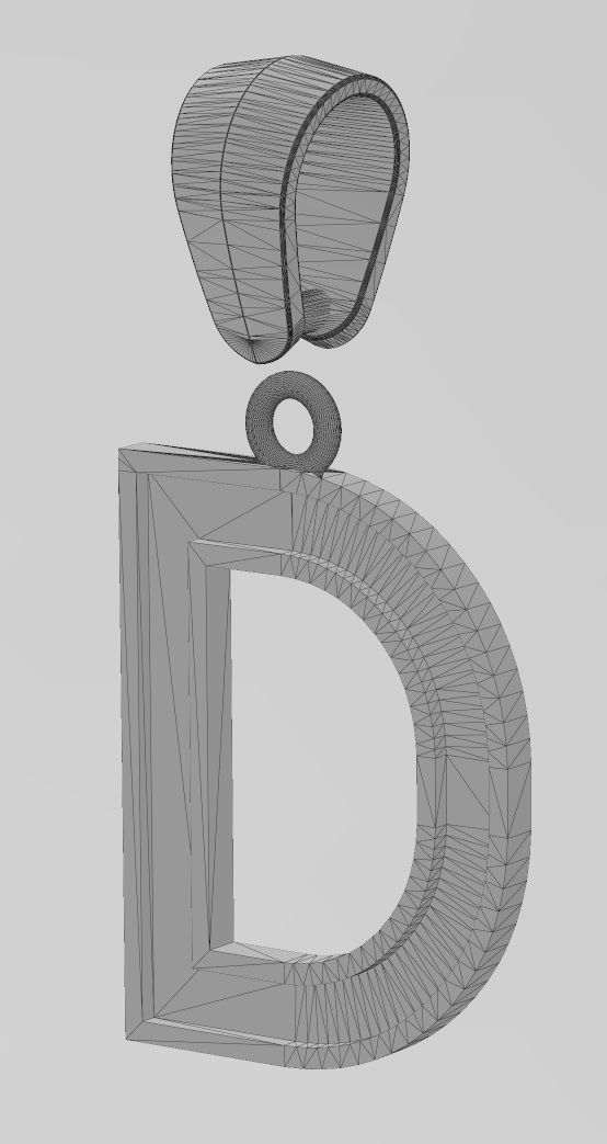 D letter initial enamel stepped pendant charm bail 3D print model_13
