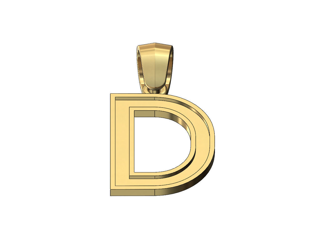 D letter initial enamel stepped pendant charm bail 3D print model_4
