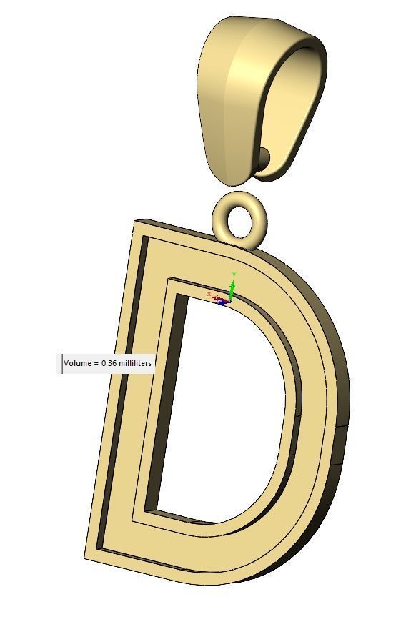 D letter initial enamel stepped pendant charm bail 3D print model_12