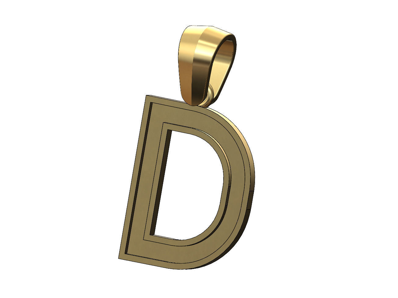 D letter initial enamel stepped pendant charm bail 3D print model_1