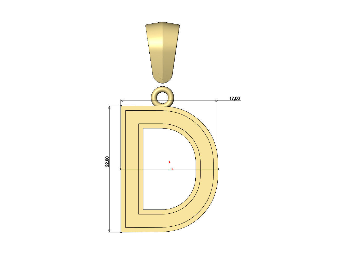 D letter initial enamel stepped pendant charm bail 3D print model_7