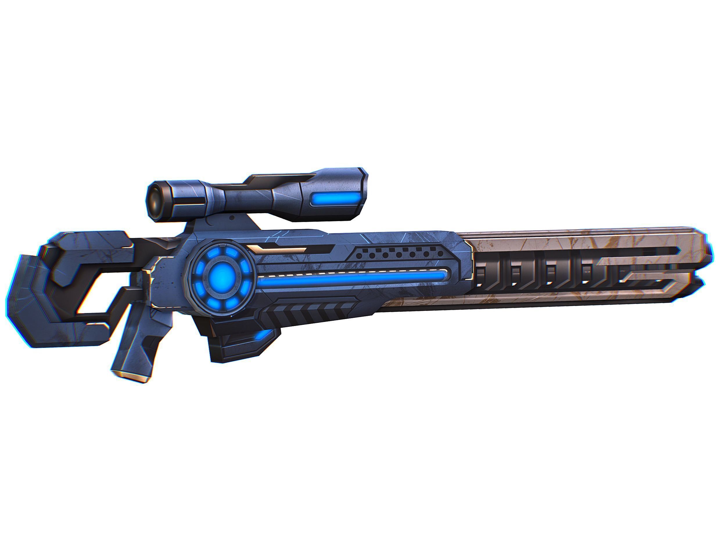 Cartoon Sci-Fi Cyborg Drone Heavy Sniper Soldier Low-poly 3D model_75