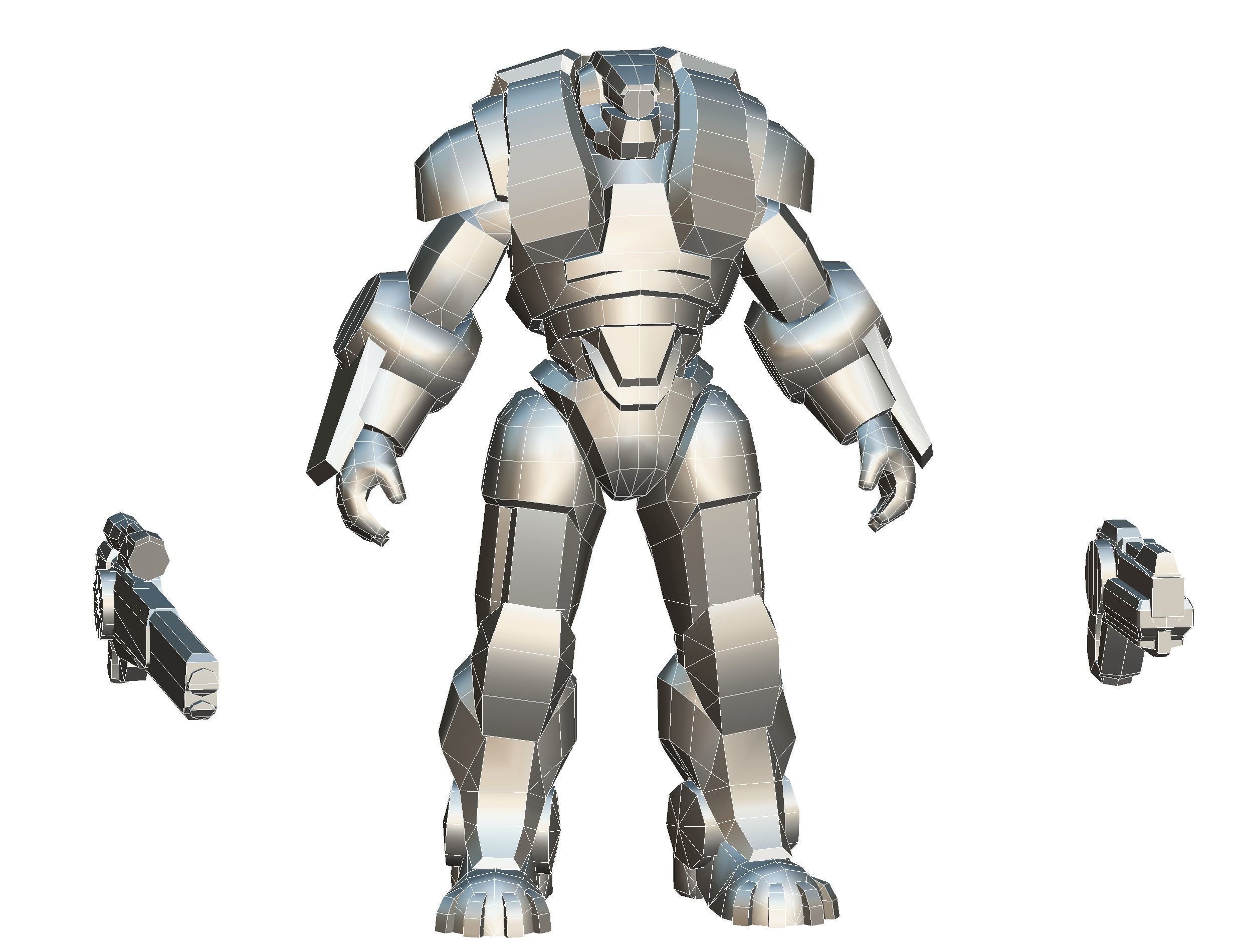 Cartoon Sci-Fi Cyborg Drone Heavy Sniper Soldier Low-poly 3D model_81