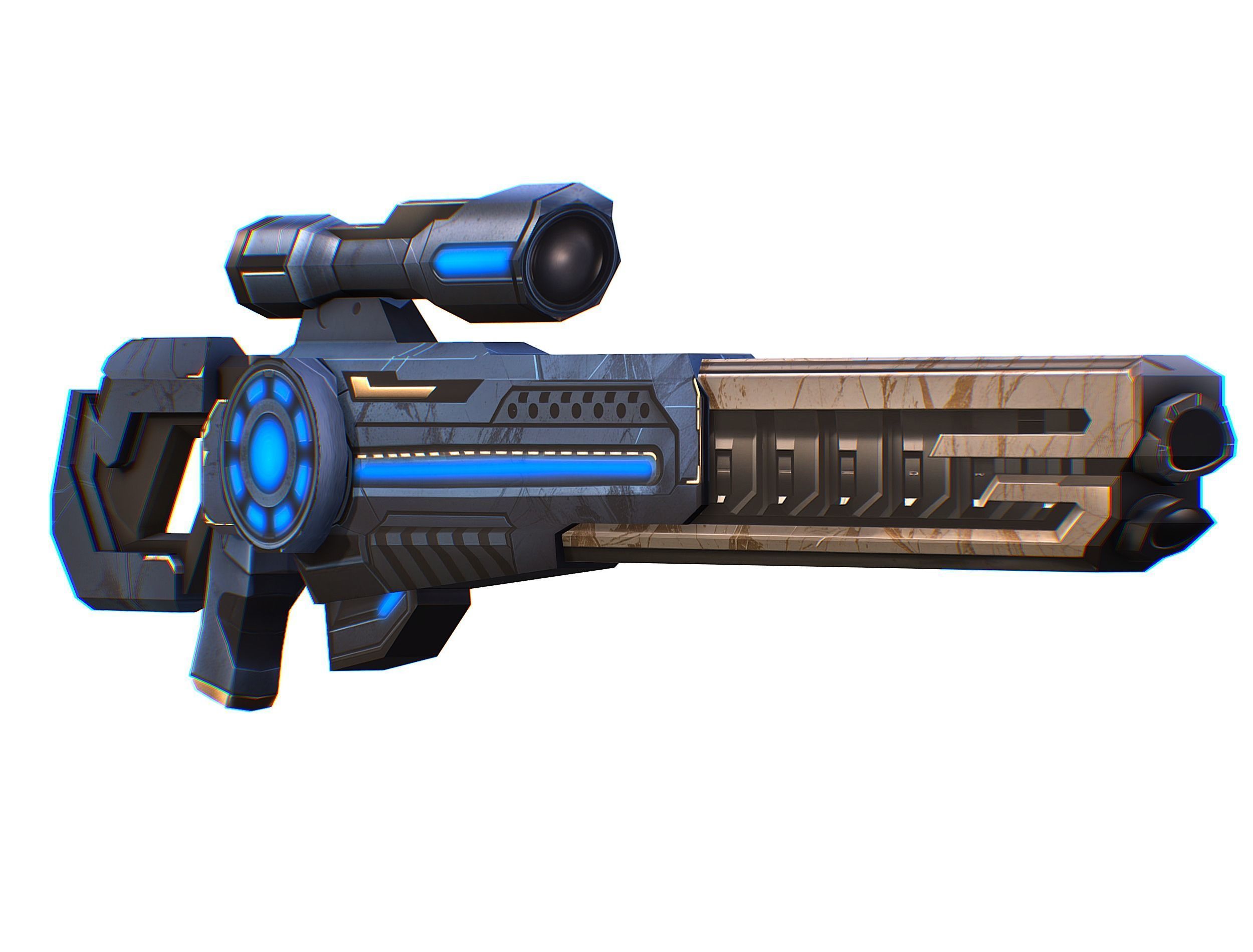 Cartoon Sci-Fi Cyborg Drone Heavy Sniper Soldier Low-poly 3D model_58