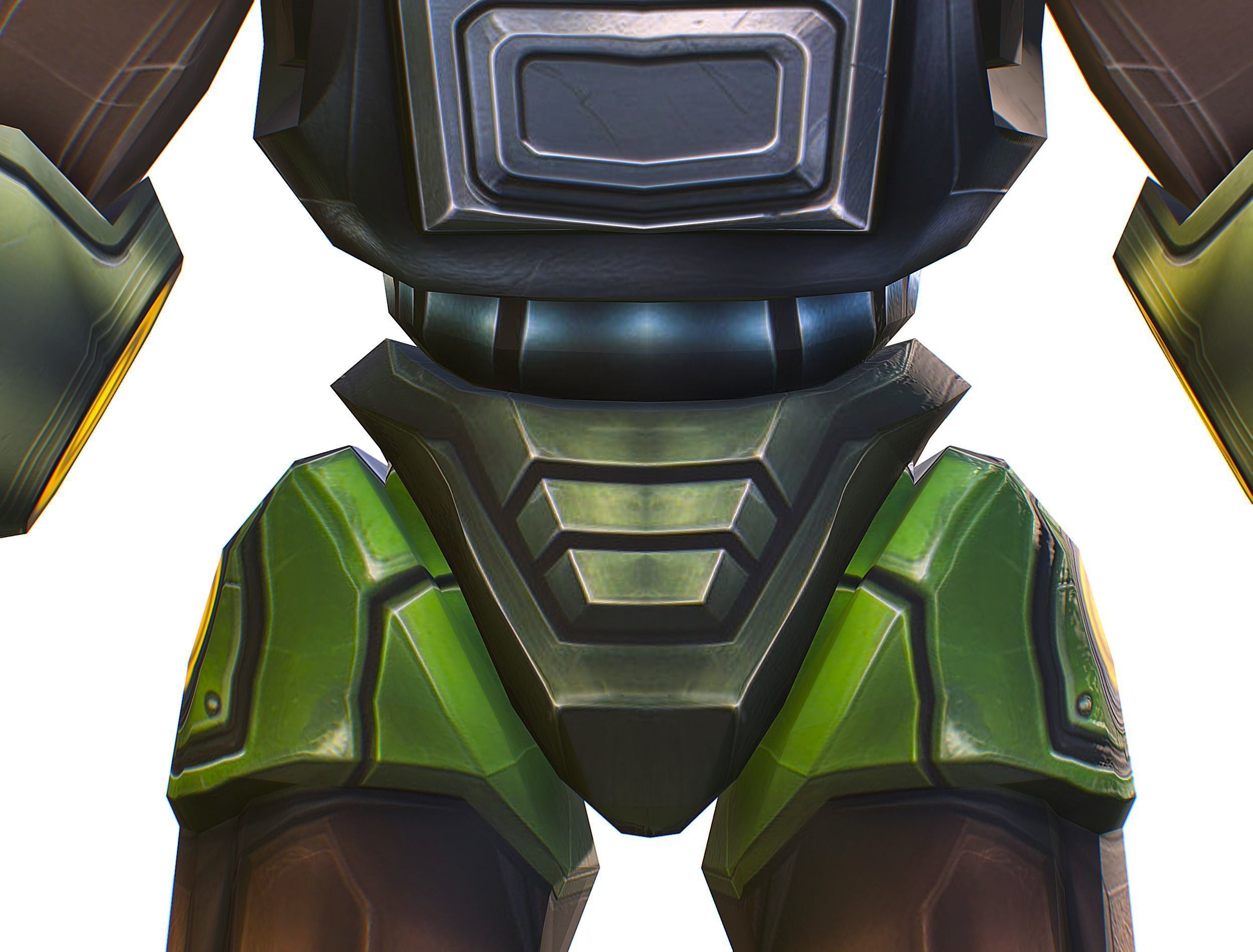 Cartoon Sci-Fi Cyborg Drone Heavy Sniper Soldier Low-poly 3D model_26