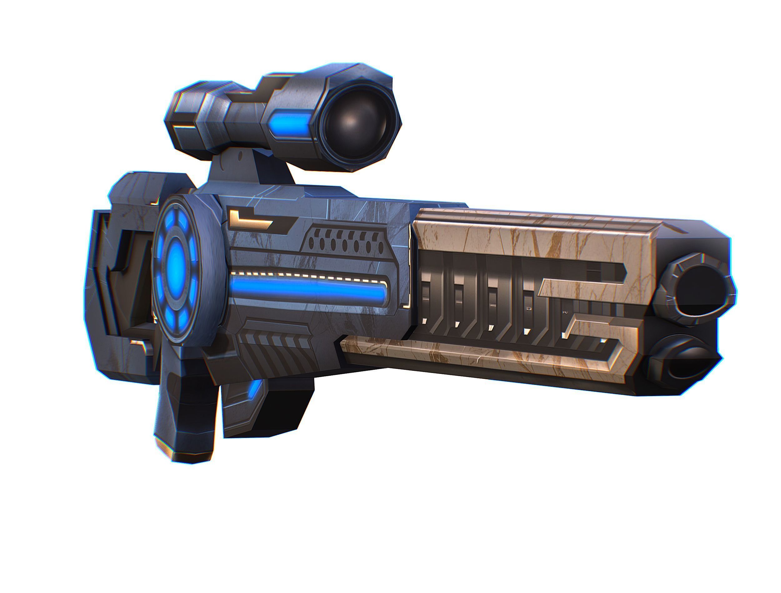 Cartoon Sci-Fi Cyborg Drone Heavy Sniper Soldier Low-poly 3D model_59