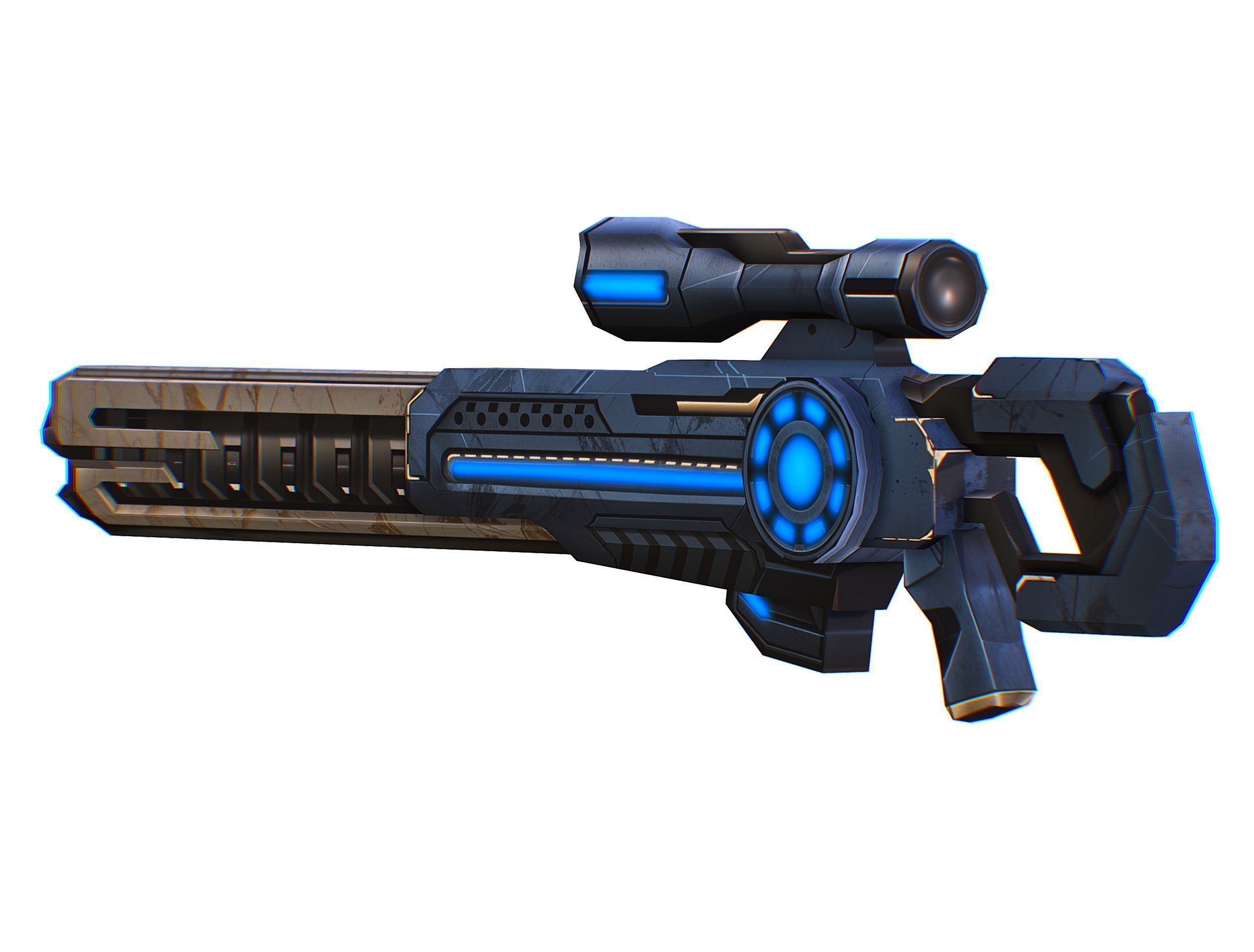 Cartoon Sci-Fi Cyborg Drone Heavy Sniper Soldier Low-poly 3D model_68