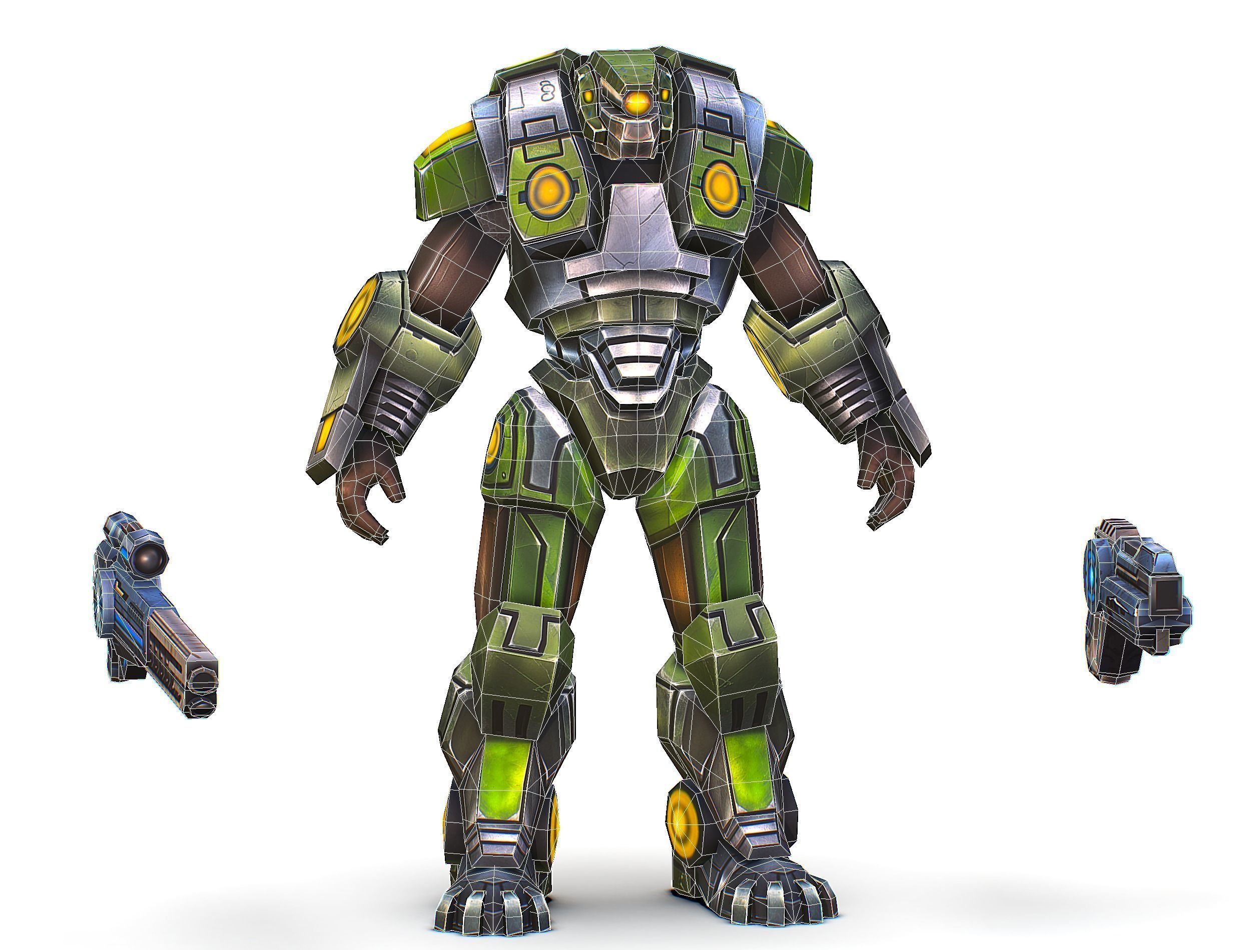 Cartoon Sci-Fi Cyborg Drone Heavy Sniper Soldier Low-poly 3D model_80