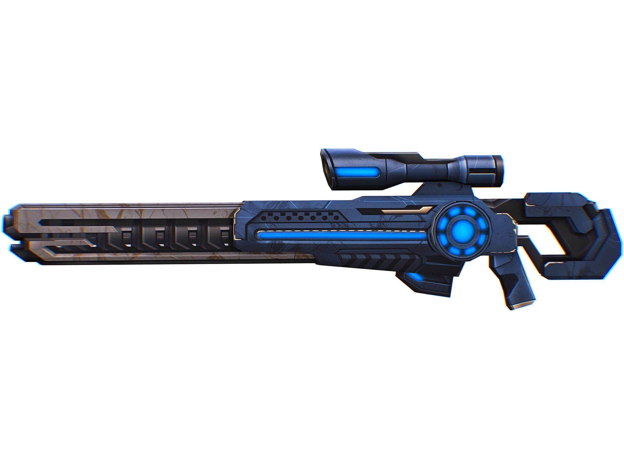 Cartoon Sci-Fi Cyborg Drone Heavy Sniper Soldier Low-poly 3D model_66