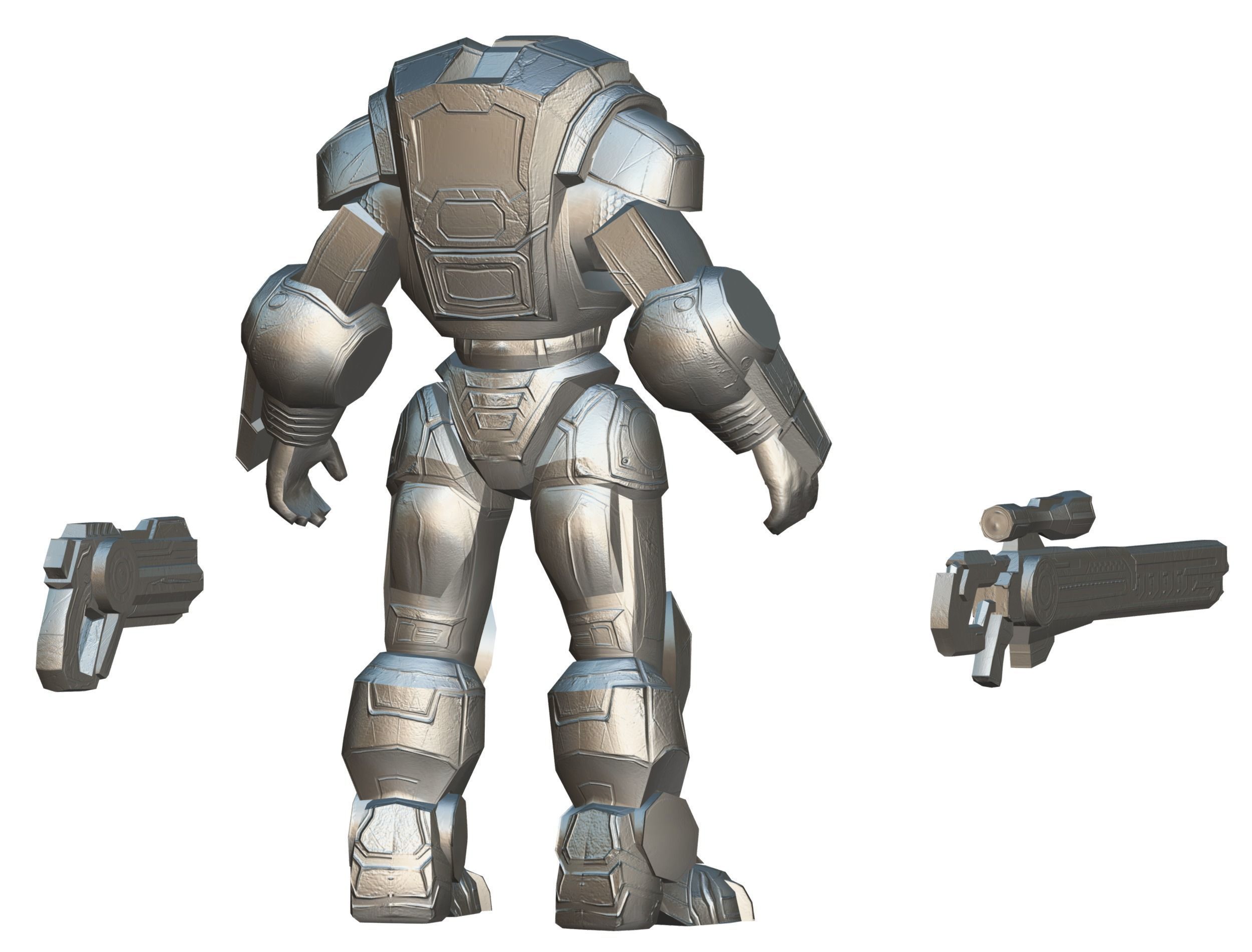 Cartoon Sci-Fi Cyborg Drone Heavy Sniper Soldier Low-poly 3D model_86