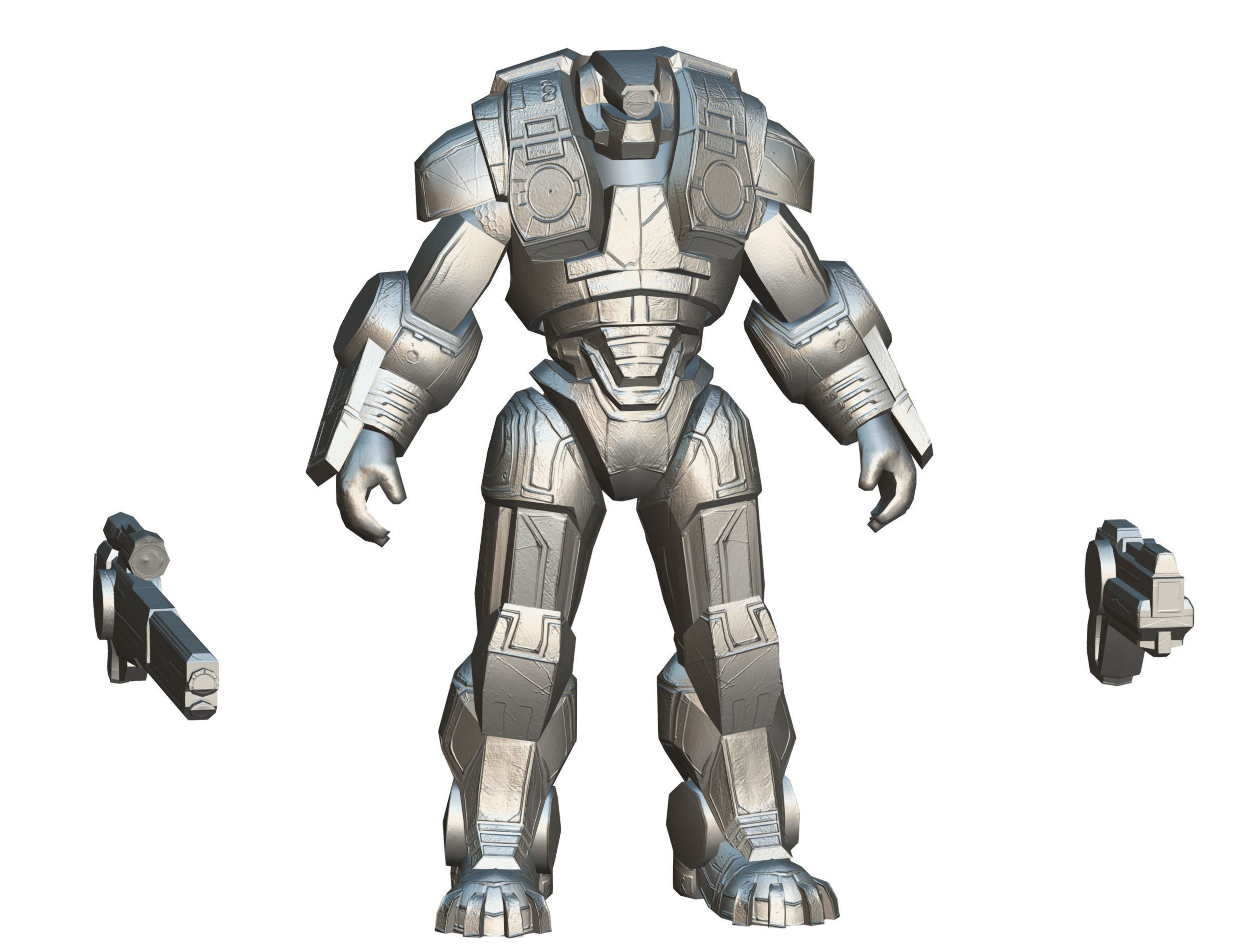 Cartoon Sci-Fi Cyborg Drone Heavy Sniper Soldier Low-poly 3D model_82