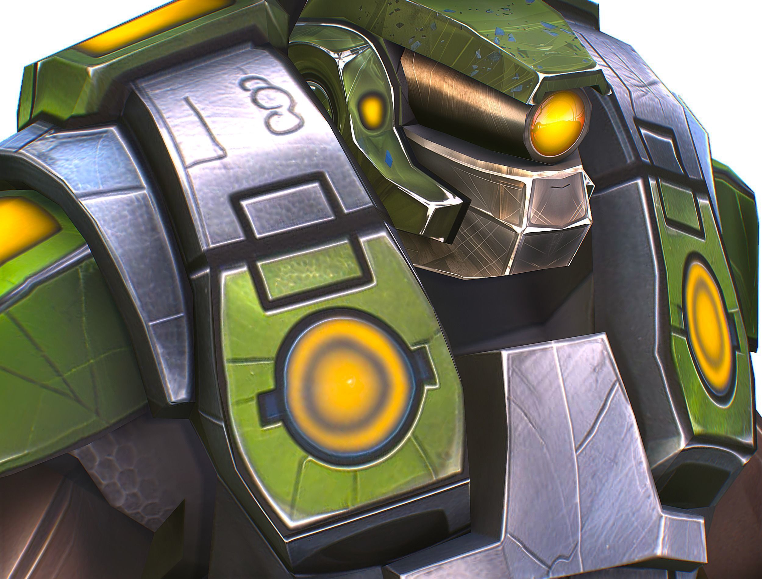 Cartoon Sci-Fi Cyborg Drone Heavy Sniper Soldier Low-poly 3D model_32