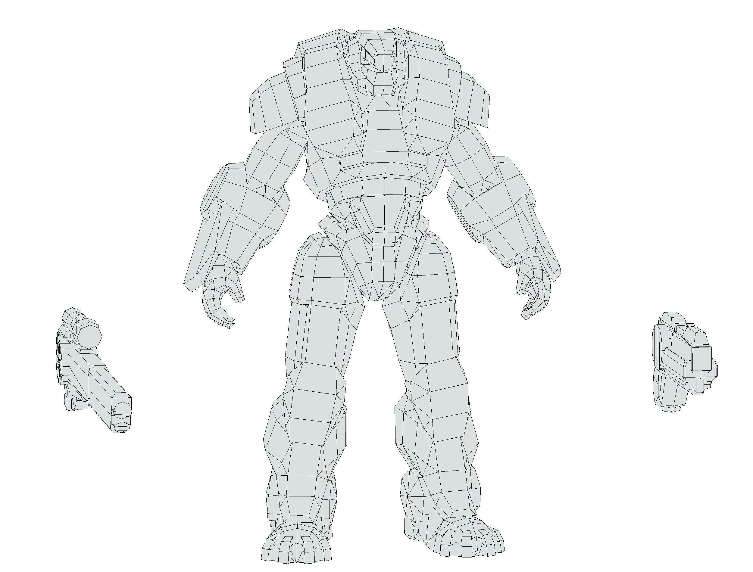 Cartoon Sci-Fi Cyborg Drone Heavy Sniper Soldier Low-poly 3D model_83